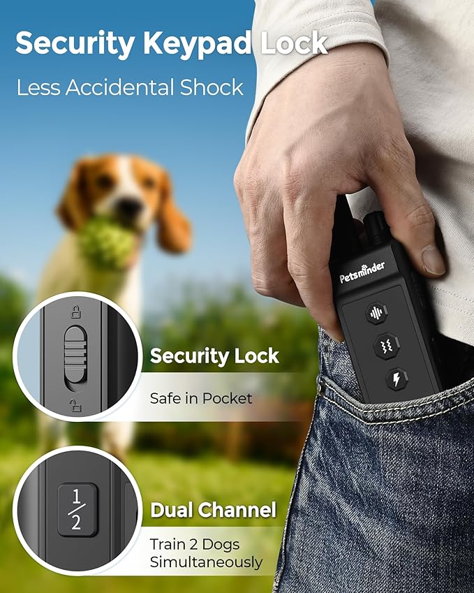 Dog Shock Collar, 4000FT Rechargeable Dog Training Collar with Remote IP67 Waterproof, Adjustable Beep/Vibration/Shock Modes, 5 Training Modes for All Breeds, Sizes (10-150lbs)