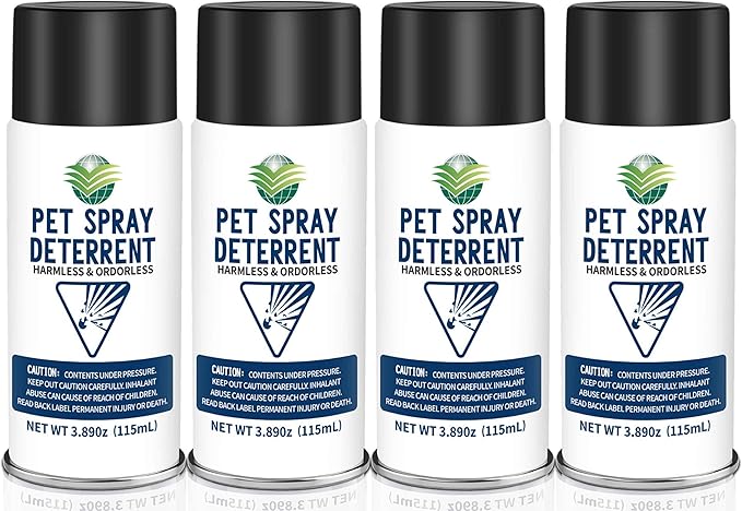 Cat Spray Deterrent System, Pet Deterrent Device Refill, CATSSS Refill [ 15.56Oz & 4 Pack ] Safe for Cats & Dogs Motion Activated Pet Deterrent Spray System-Only Applicable to The First Generation