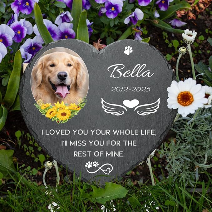 Alienc Personalized Pet Memorial Stone – Custom Dog & Cat Memorial Gifts for Loss, Outdoor Pet Grave Marker, Sympathy Keepsake for Dogs and Cats