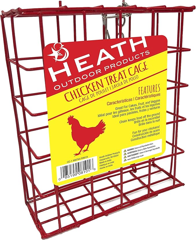 Heath Outdoor Products Chicken Treat Powder-Coated Steel Cage-Small-7 oz. Cakes, Red (CC-1)