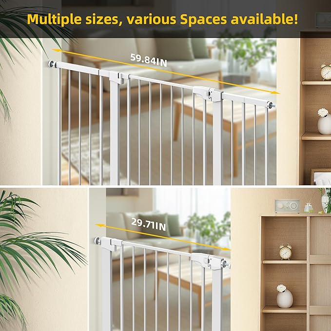 Easy Step Walk-Thru Baby Gate – Adjustable Safety Gate for Babies & Pets, Pressure Mount Kit, Includes Wall Cups – 29.7-59.8W x 30.5H, Auto-Close