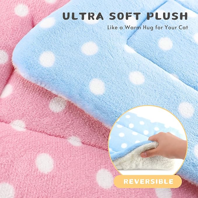 2 Pack Cat Blanket for Indoor Cats Ultra Soft and Warm Calming Cat Bed Fleece Pet Mat for Anxiety and Stress Washable Kitten Blanket