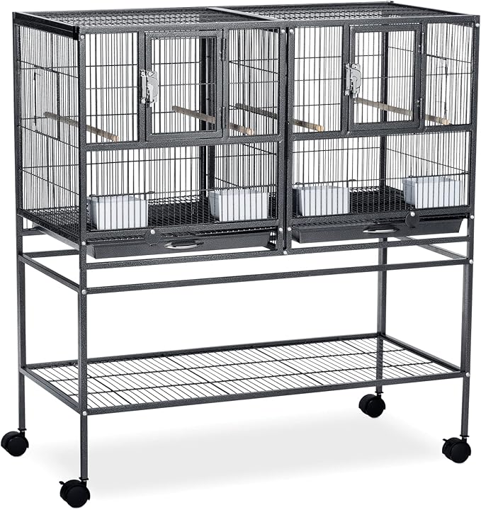 Prevue Pet Products F070 Hampton Deluxe Divided Breeder Cage with Stand,Black Hammertone,1/2"