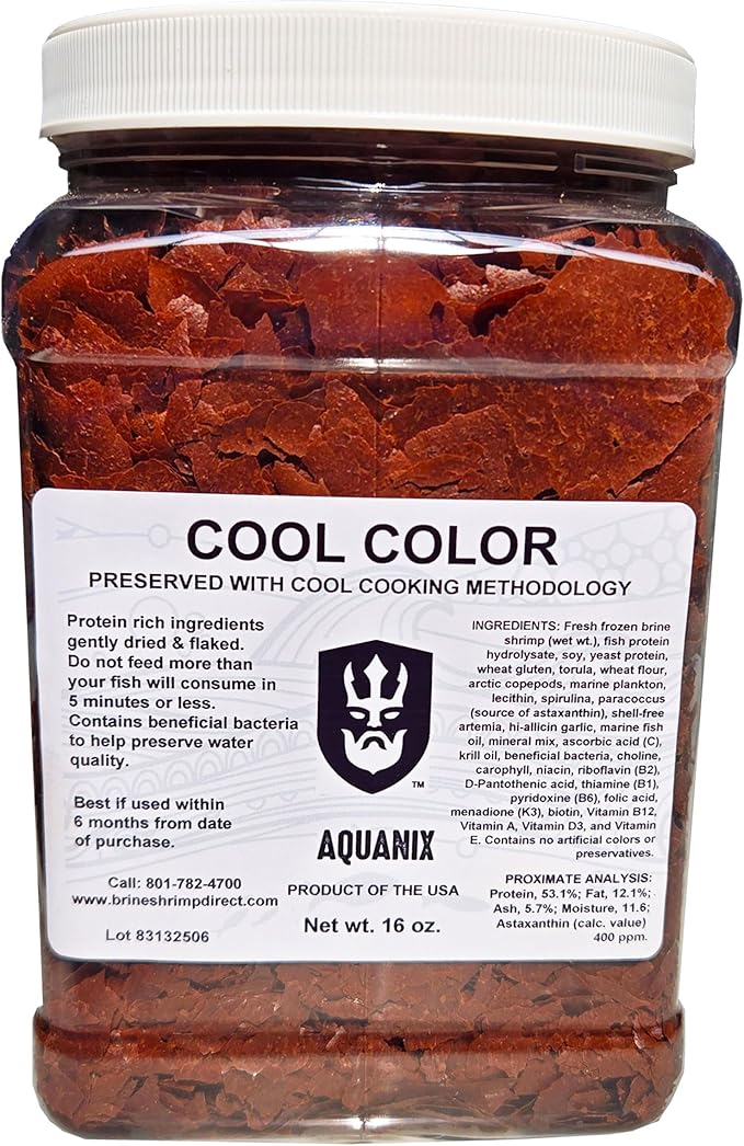 Cool Color Enhancing Tropical Fish Flake with Brine Shrimp, 16 oz