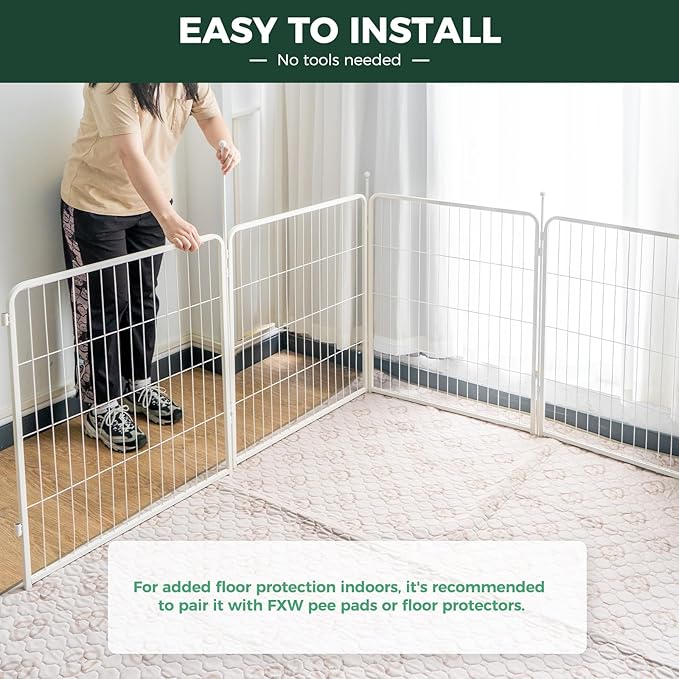 FXW Rollick Unleashed Dog Playpen for Indoor, Yard, RV Camping, 32 inch 24 Panels for Small and Medium Dogs, White│Patented