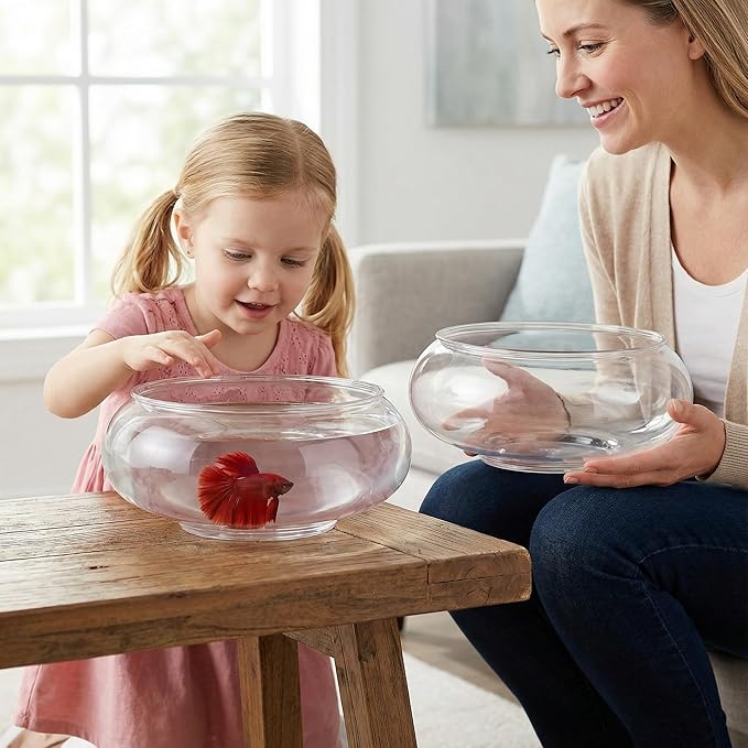 Large Clear Plastic Fish Bowl Round Terrarium Vase Goldfish Bowl Hydroponic Vase Water Lily Succulent Planter for Wedding Party Home Decor