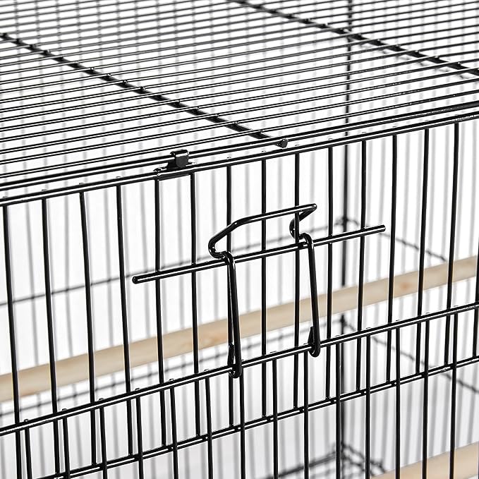 Topeakmart Flight Cages for Parakeets Small Birds Budgies Finches Canaries Lovebirds Sun Conures Parrots Bird Cage w/Rolling Stand, Black