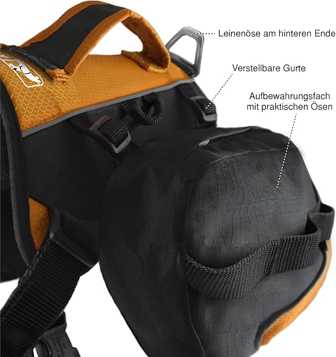Kurgo Dog Saddlebag Backpack, Back Pack Dog Harness, Hiking Pack for Dogs, Packs for Pets to Wear, Camping & Travel Vest Harness, Reflective, Lightweight, Baxter Pack for Medium & Large Pets