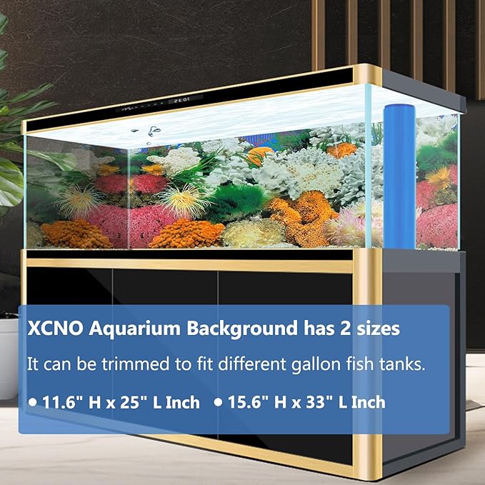 Aquatic Plant Aquarium Background Sticker Coral HD Fish Backgrounds for Aquariums Gravel Stone Fish Tank Wallpaper Decorations 2 Sided 16"x 33"