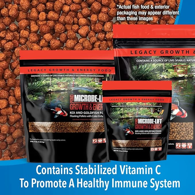 MICROBE-LIFT High Growth and Energy Floating Fish Food Pellets for Ponds, Water Gardens, and Fountains, Safe for Live Goldfish and Koi, 2.25 lbs