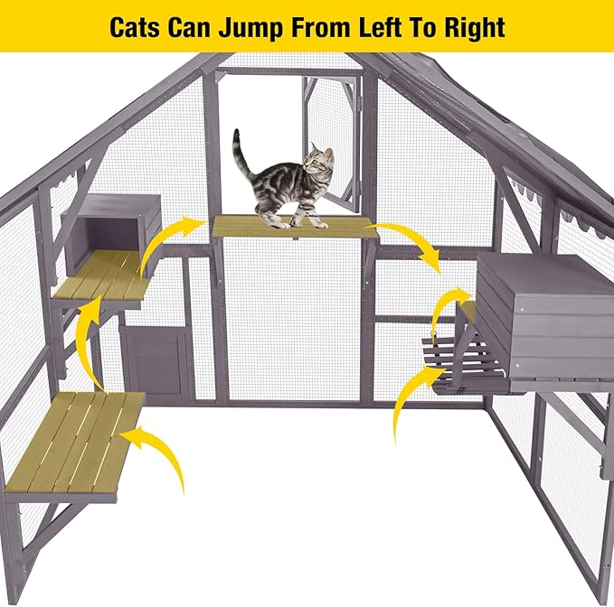 Aivituvin Catio Large Walk in Outdoor Cat Enclosure with Removable Back Door for Window and Pet Door Connection 55" D
