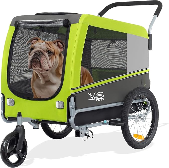 Tiggo Veelar Sports Pets Large Dog Bike Trailer & Stroller for Medium,Large Dog or Multiple Small Dogs, Pet Stroller for Dogs Up to 78 lbs, Parking Brakes, Low Center of Gravity