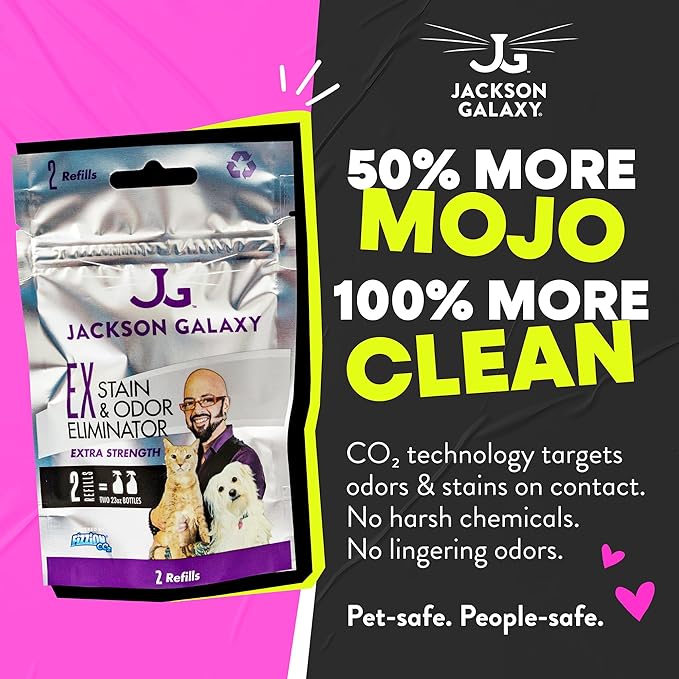Jackson Galaxy: EX Stain & Odor Eliminator - Pet Urine Remover - 2pk Refill Tablets - 50% More Mojo - Eliminates Pet Stains & Odors Quickly - Works On Multiple Surfaces - Non-Toxic Formula