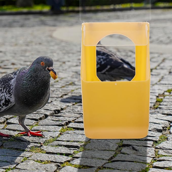 BESTonZON Cage Pigeon Feeder 2pcs Plastic Hanging Single Hole Bird Food Container with Lid for Parakeet Cage Accessories Small Bird Feeding Supplies