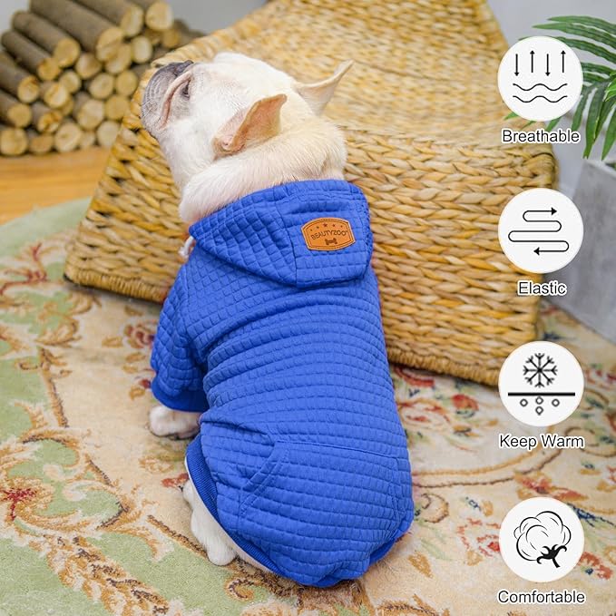 BEAUTYZOO Dog Sweaters for Large Dogs Girls Boys, Warm Winter Dog Hoodie Sweatshirt with Pocket & Leash Hole,Soft Waffle-Like Laminated Cotton Pet Clothes for Big Breeds Indoor Outdoor Cold Weather