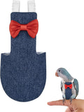 Parrot Clothes - Diaper Bird Flight Suit with Adjustable Straps and Training Rope (1PCS, Denim Blue, XL-Code)