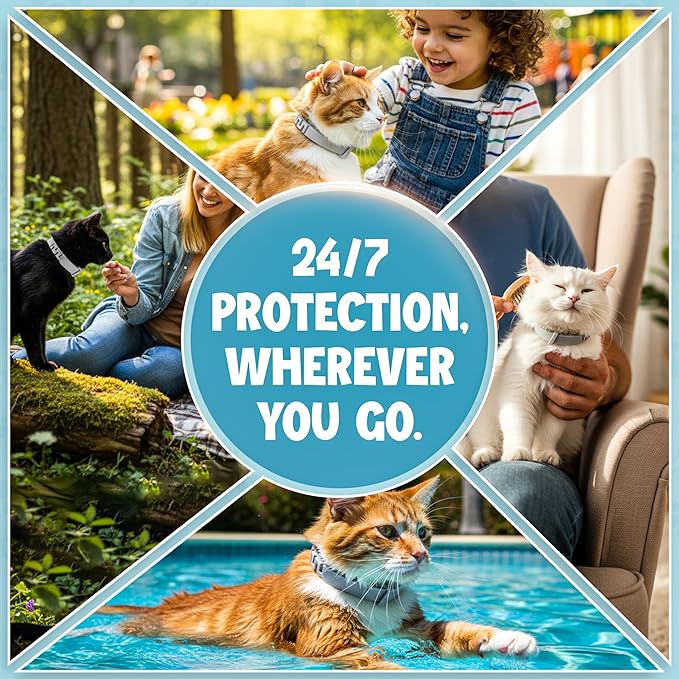 Cat Flea and Tick Collar 8-Month Protection Natural Flea Collar for Cats & Kittens with Flea Comb, Shell Comb, Tick Tweezers & Tick Removal Tool | 5-in-1 Cat Flea Collar & Protection Kit Set