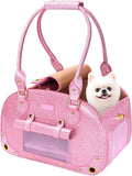 PetsHome Dog Carrier Purse, Pet Carrier, Bling Waterproof Premium Leather Pet Travel Portable Bag Carrier for Cat and Small Dog Home & Outdoor Small Bling Pink