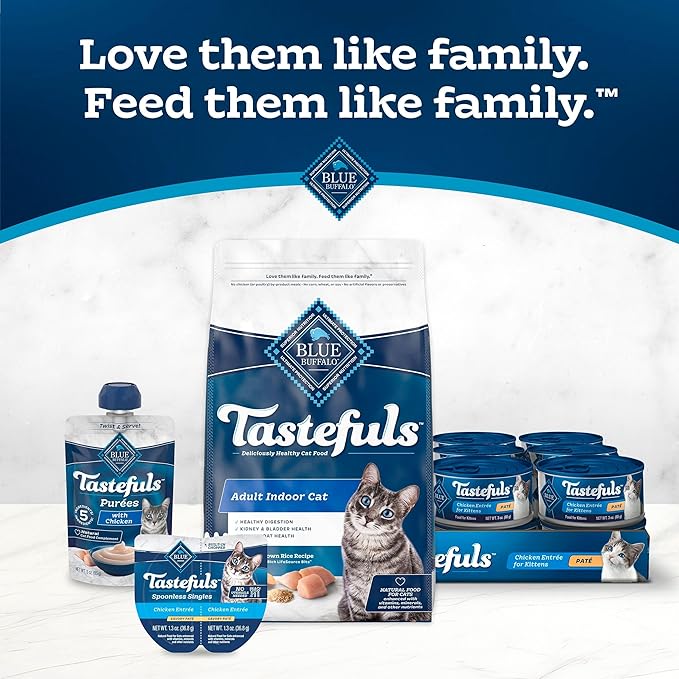 Blue Buffalo Tastefuls Natural Flaked Wet Cat Food Variety Pack, Tuna, Chicken and Fish & Shrimp Entrées in Gravy 5.5-oz Cans (12 Count - 4 of Each)