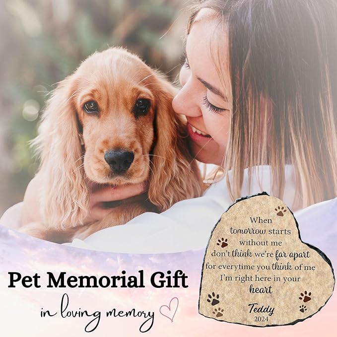 Personalized Cat Memorial Stone, Dog Cat Loss Memorial Gift, Loss of Cat Sympathy Gift, Memorial Plaque Pet Passing Away Gift (S-008)
