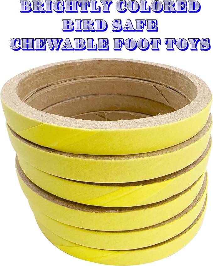 by M&M - 8004 Pk12 3.5 Inch Skinny Yellow Donut, Colorful Cardboard Classic Chew Bird Foot Toys, Lots of Shreddable Layers, Add to Toys, Great for Medium to Large Size Pets