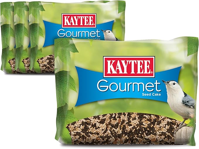 Kaytee Wild Bird Gourmet Seed Cake for Cardinals, Chickadees, Juncos, Titmice, Woodpeckers and More, 2 Pounds, 4 Count