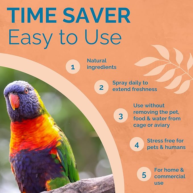 No Scent Bird Cage Cleaner Spray & Pet Odor Management, Natural Aviary Freshener (2 Fl Oz / 59 mL) Pack of 2