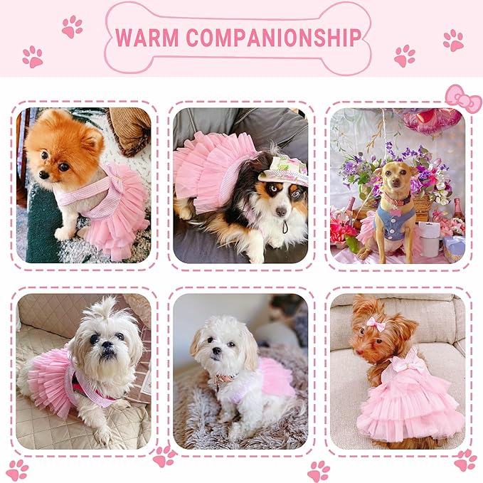 Dog Dresses, Fashion Pet Dog Clothes, Striped Mesh Puppy Dogs Princess Dresses (Pink, XX-Large)