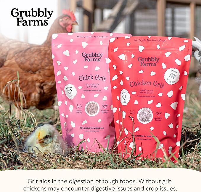 Grubbly Farms Chick Grit for Baby Chicks 0-8 Weeks - Rose Quartz - USA-Mined Digestive Aid Prevents Crop Impaction - 5 lb Bag