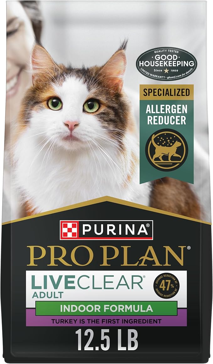 Purina Pro Plan Indoor Cat Food LiveClear Cat Allergen Reducing Turkey and Rice Formula - 12.5 lb. Bag