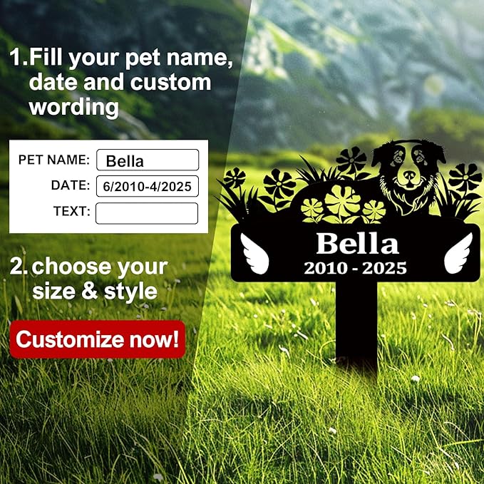 Pet Grave Markers Dog,Metal Pet Headstone for Lost Dog Sympathy Gift,Waterproof Dog Grave Markers for Garden or Indoor,Dog Tombstone Garden Memorial Graves (Dog)