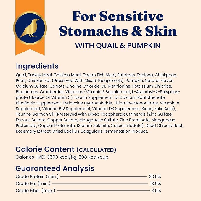 Solid Gold Sensitive Stomach Dry Cat Food - Grain Free Gluten Free Sensitive Stomach Cat Food for Indoor Adult/Senior Cats - Dry Kibble for Cats w/Quail - Probiotics for Gut Health - 6lb