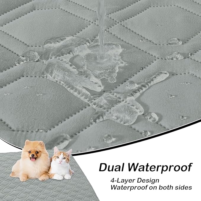 hyha Waterproof Dog Bed Blanket, Soft Pet Blankets, Waterproof Couch Cover for Dogs, Reversible Sofa Covers Washable for Furniture (52x82 Inch, Grey/Grey)