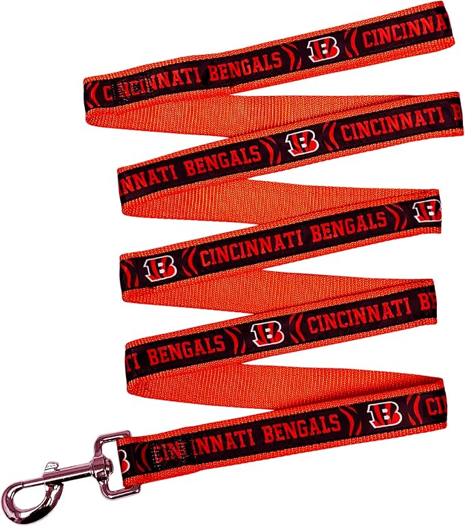NFL PET Cincinnati Bengals Dog Leash, Large Football Team Leash for Dogs & Cats - Shiny & Colorful, Licensed by The NFL