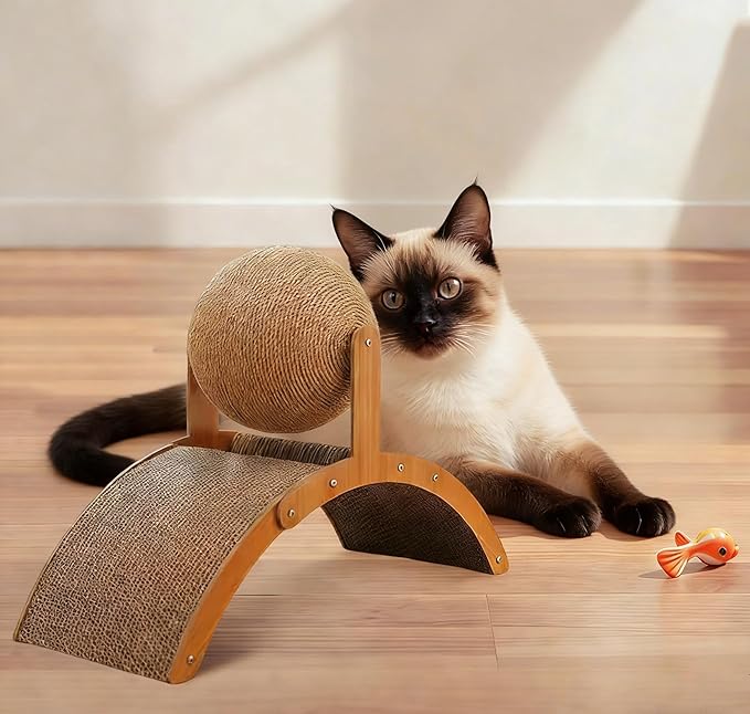 Interactive Scratch Pad for Cats,Ferris Wheel Design,Cat Scratching Post Design with Arch Bridge Balls-Stylish Cat Scratching Board for Kittens,Relieving Stress,Nail Grinding Biting Prevention