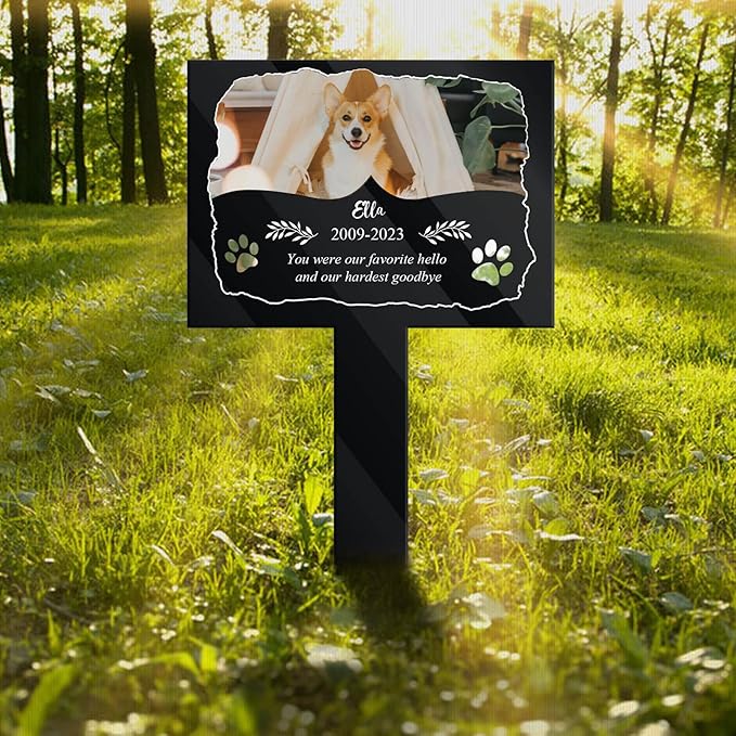 Custom Pet Cemetery Markers - Dog Grave Markers Outdoor Pet Grave Markers Cat Grave Markers for Cemetery Dog Tombstones for Graves Outdoor (A-Rectangle2)