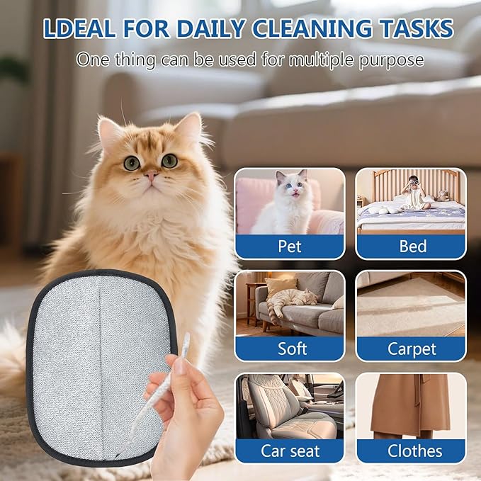 2PCS Pet Hair Removal Glove for Dogs&Cats,Upgraded 5-Finger Electrostatic Pet Hair Remover,Reusable Magic Brush Hair Remover Glove for Laundry,Carpets,Sofa Gaps and Car Seats(Black)