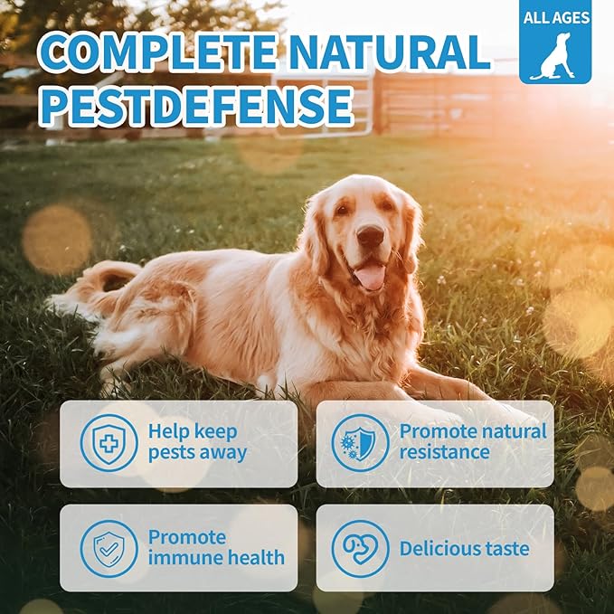 Flea and Tick Prevention for Dogs Chewables 200Ct - Flea and Tick Chews Supplement, Vet Recommended Supplement Chews, Skin & Coat Support for Dogs, Puppies, All Breeds & Sizes