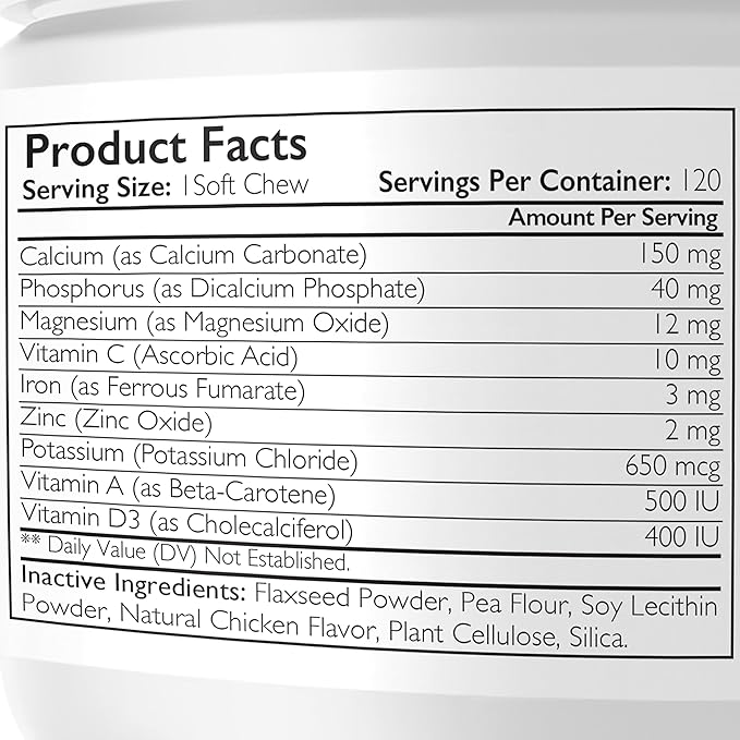 Vitamins for Nursing Dogs to Support Lactation and Post-Natal Recovery, Promote Milk Quality and Healthy Puppies with Calcium, Phosphorus, Magnesium and Zinc, 120 Soft Chews
