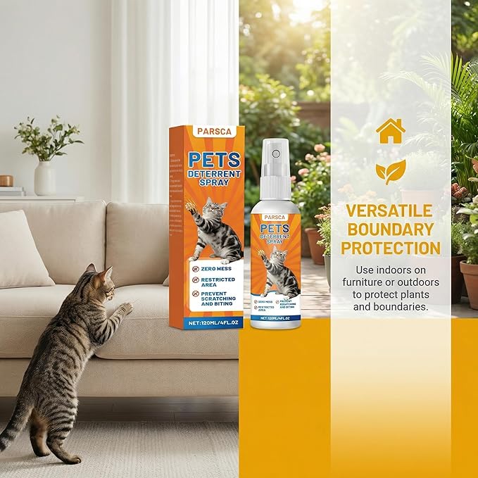 Cat Repellent Spray, Cat Deterrent Spray - Indoor & Outdoor Training Safe, Protect Furniture, Sofas, Rugs, Restricted Areas-for Behavior, Natural, Effective 120 ML/4FL.OZ