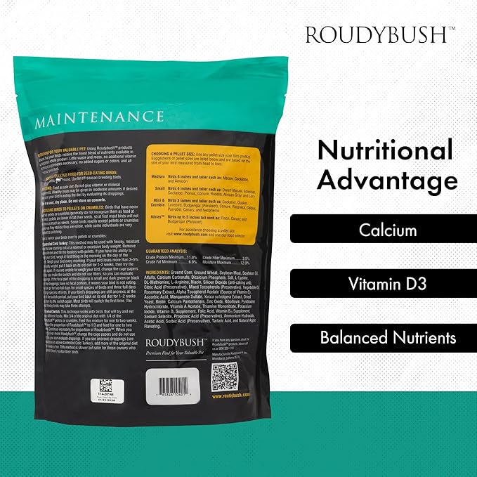 RoudyBush Daily Maintenance Bird Food, Mini, 10-Pound