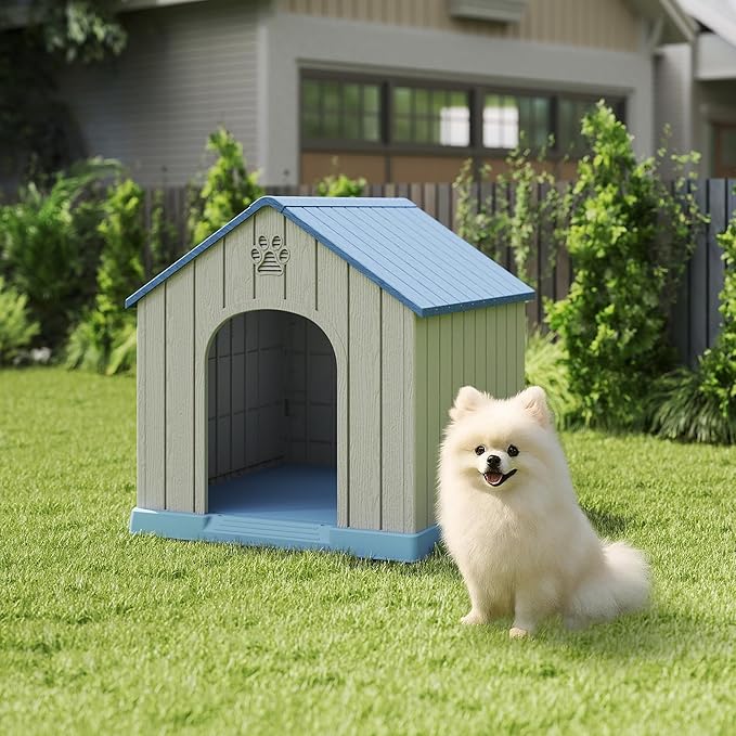 DRATO Dog House Resin Outdoor Dog Kennel - Weatherproof Small Dog House for Indoor Use