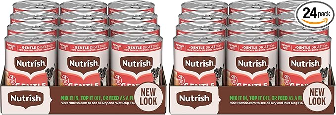 Nutrish Gentle Digestion Premium Paté Wet Dog Food,Real Chicken,Pumpkin & Salmon Recipe,13 oz. Can,(Rachael Ray),(Pack of 24)
