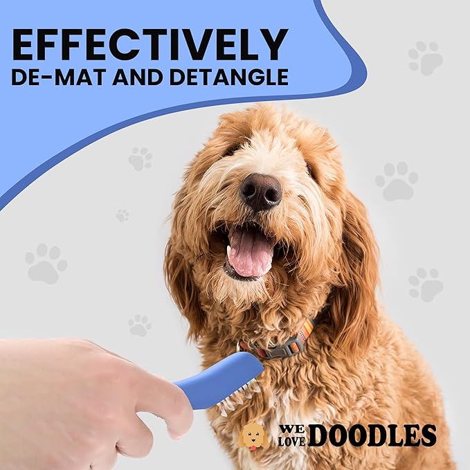 We Love Doodles Dematting Comb for Dogs - Dog Hair Mat Remover, Detangler Comb & Deshedding Tool, Removes Tangles, Knots, & Loose Hair, Metal Comb, Ergonomic Handle Family (5 Blades)
