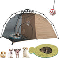 Pop Up Catio Tent Indoor Outdoor Cat Playpen Tent & Fish Shaped Cat Bed Set, 2-Space Cat Enclosure (Play/Rest/Litter Box Hideaway) Double Sided Cotton Pet Bed High-Value Cat Gear Bundle for Cats Dogs