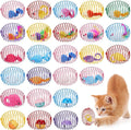 Jecery 25 Pcs Cat Spring Balls Toys Stretchable Rolling Balls Colorful Playful Coils Interactive Action Toy Caged Rats for Kitten Pet Supplies (Mouse and Bell,Colorful)