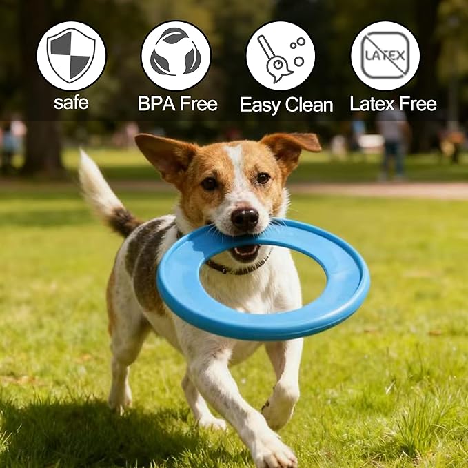 Dog Flying Disc, 4 Pack Dog Toy Gift Set for Medium & Large Dogs, Floating Frisbee for Water Pool Beach, Lightweight Soft Frisbee for Fetch, Tug of War, Catch, Play, 8.5 inch