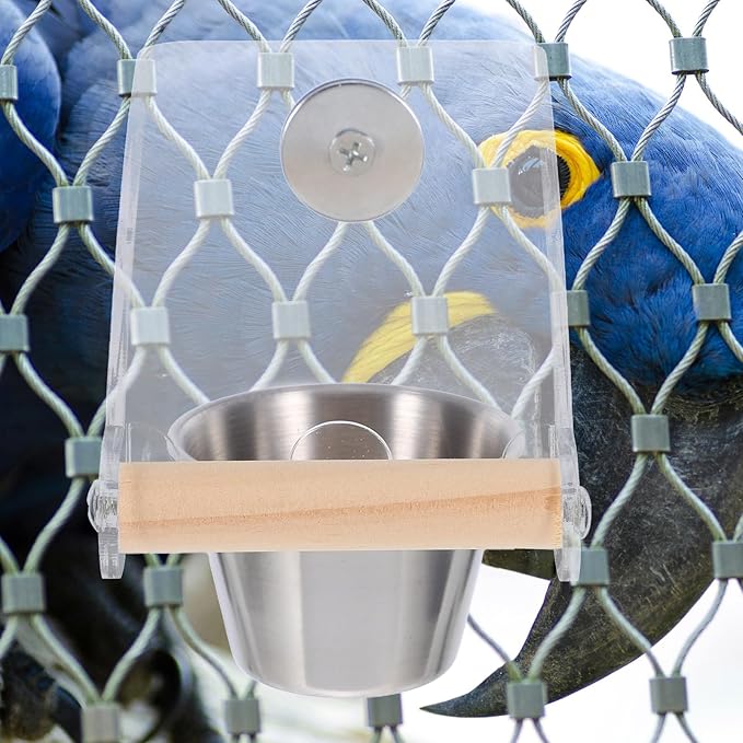 Toyvian Automatic Bird Feeder No-Spill Parrot Feeder Cup Small Size Bird Food Container for Cage Feeding Parakeet Dispenser and Watering Supplies