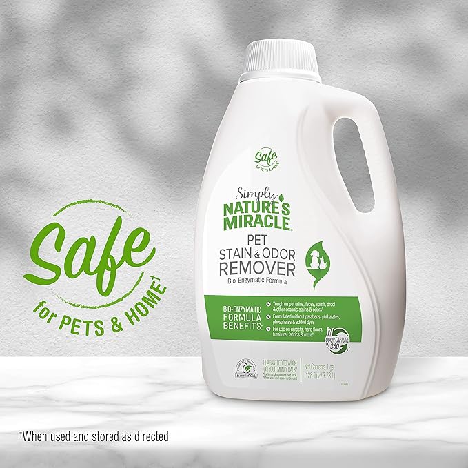 Nature's Miracle Simply Pet Stain and Odor Remover, 128 Ounce, Made with 86% Plant-Derived Surfactants, Multicolor, 128.00 Fl Oz (Pack of 1)