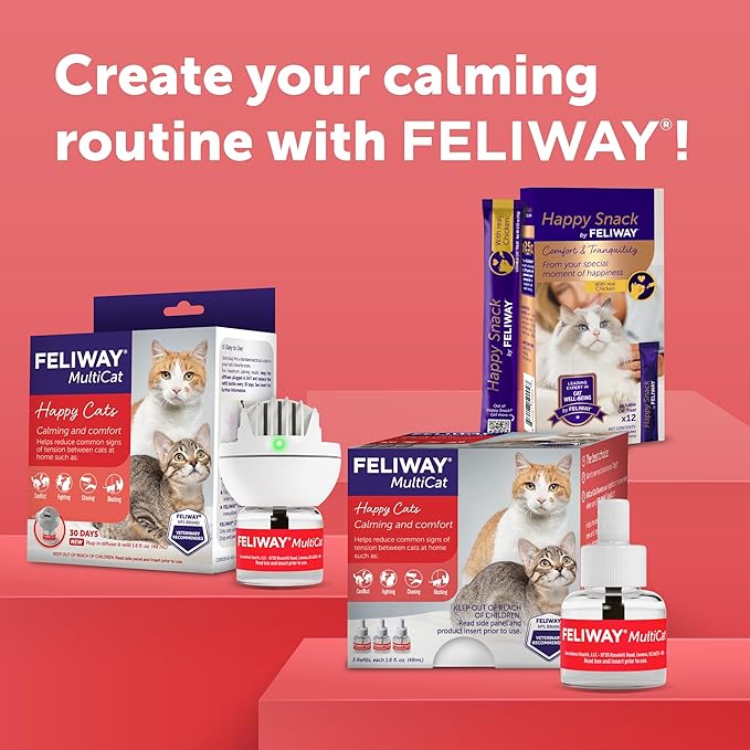 FELIWAY® MultiCat 6 x 30 Day Cat Calming Refills for Pheromone Diffuser, 6 x 48ml Value Pack- Helps Reduce Conflicts and Signs of Tension in Multi-Cat Households